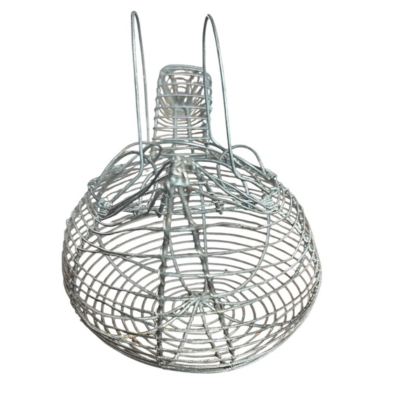 Modern Vintage Silver Wire Chicken Hen Basket - Picture 3 of 4
